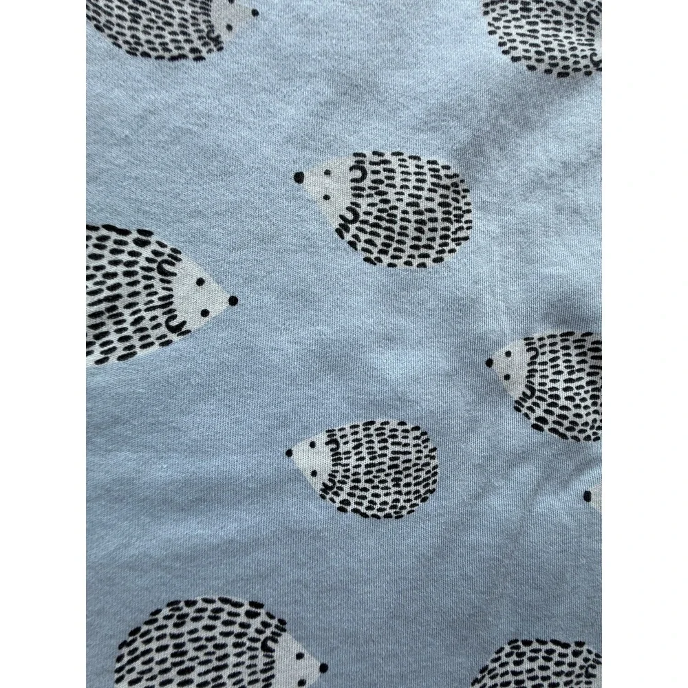 Tea Collection Blue Hedgehog Reversible Cotton Baby Blanket Striped 29x29